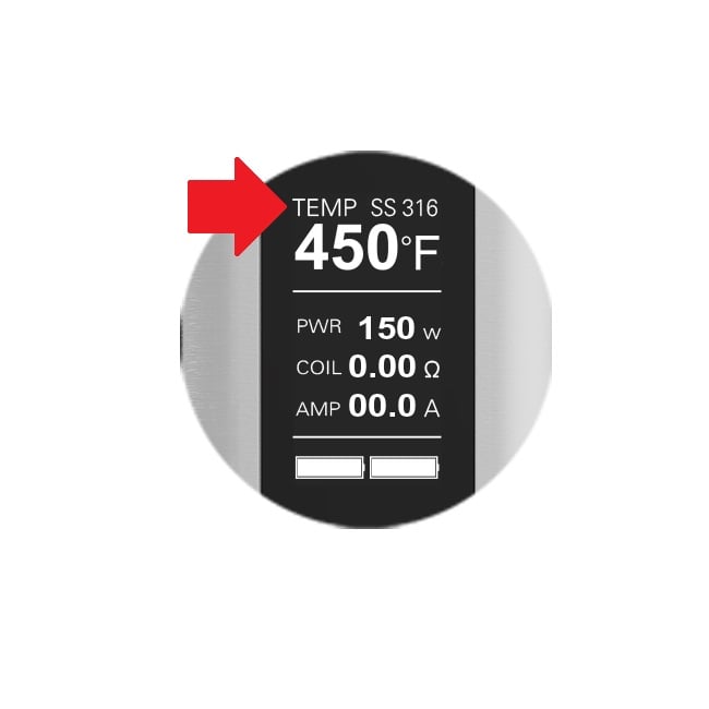 Temperaturmodus im Display eines Akkuträgers